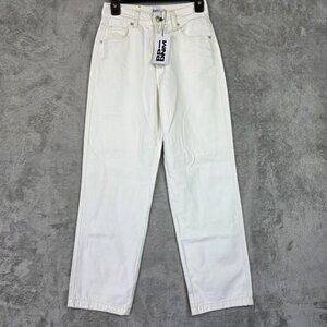 Princess Polly Karana Slouch Jeans Womens 0 White High Rise Straight Denim